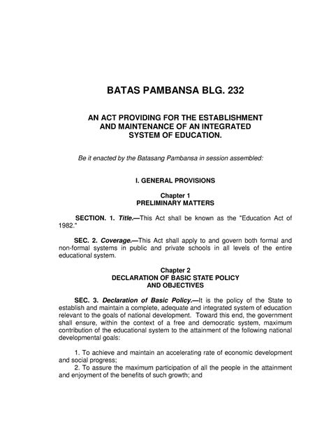 BATAS PAMBANSA BLG. 232 .